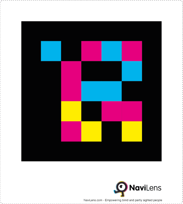 An example of a NaviLens colourful smart code.